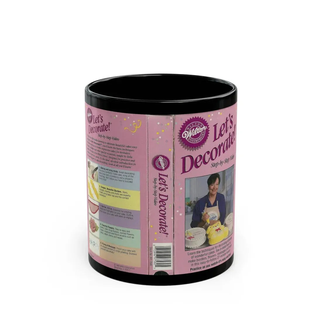 LETS DECORATE STEP BY STEP VIDEO (VHS COVER) - Black Coffee Mug 11oz - Go Mug Yourself