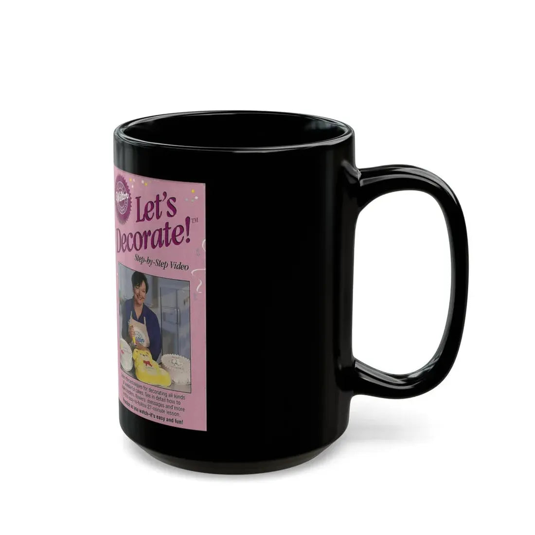 LETS DECORATE STEP BY STEP VIDEO (VHS COVER) - Black Coffee Mug - Go Mug Yourself
