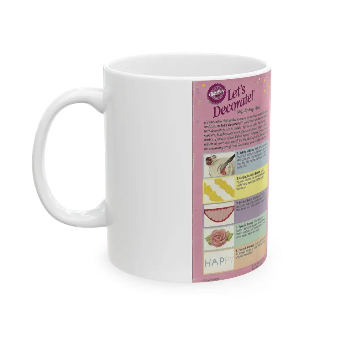 LETS DECORATE STEP BY STEP VIDEO (VHS COVER) - White Coffee Mug - Go Mug Yourself