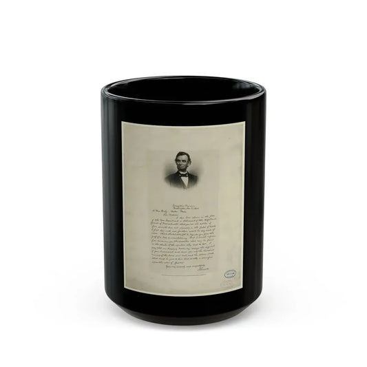 Letter From Abraham Lincoln To Mrs. Bixby, With Bust-Length Portrait Of Lincoln (U.S. Civil War) Black Coffee Mug 15oz - Go Mug Yourself