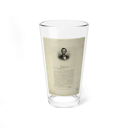Letter From Abraham Lincoln To Mrs. Bixby, With Bust-Length Portrait Of Lincoln (U.S. Civil War) Pint Glass 16oz 16oz - Go Mug Yourself