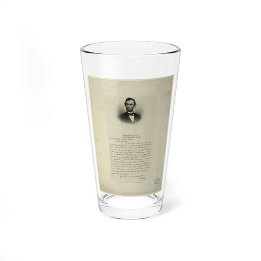 Letter From Abraham Lincoln To Mrs. Bixby, With Bust-Length Portrait Of Lincoln (U.S. Civil War) Pint Glass 16oz 16oz - Go Mug Yourself