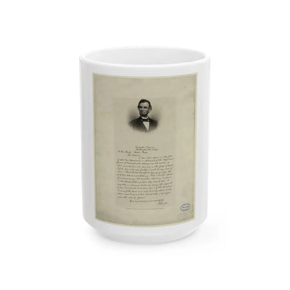 Letter From Abraham Lincoln To Mrs. Bixby, With Bust-Length Portrait Of Lincoln (U.S. Civil War) White Coffee Mug-15oz-Go Mug Yourself