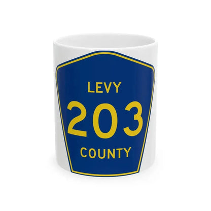 Levy County 203 (Florida) (Road Sign) White Coffee Mug 11oz - Go Mug Yourself