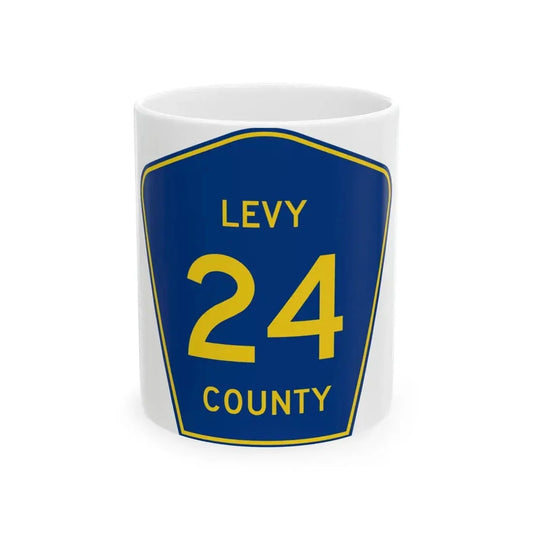 Levy County 24 (Florida) (Road Sign) White Coffee Mug 11oz - Go Mug Yourself