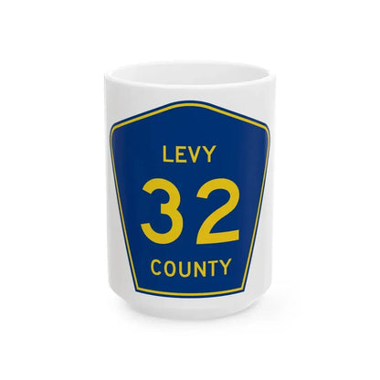 Levy County 32 (Florida) (Road Sign) White Coffee Mug 15oz - Go Mug Yourself