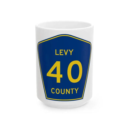Levy County 40 (Florida) (Road Sign) White Coffee Mug 15oz - Go Mug Yourself