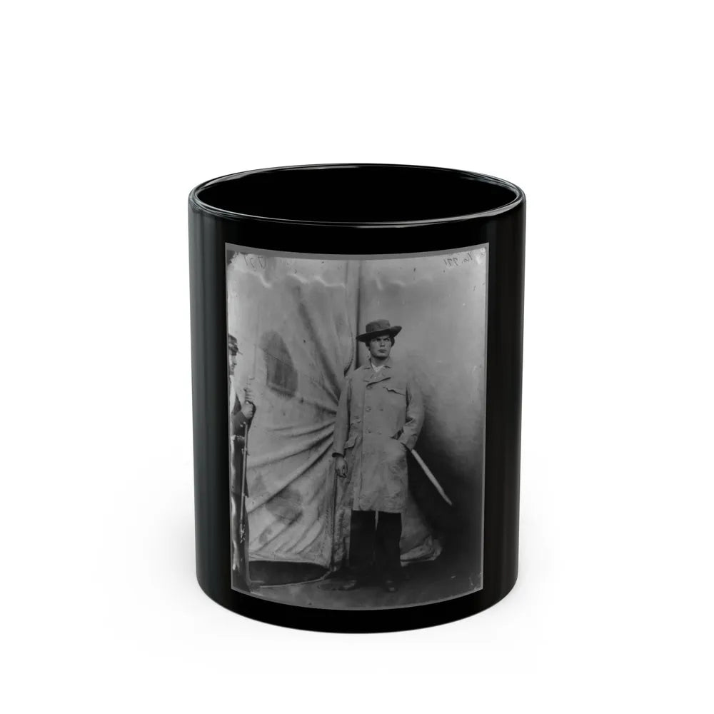 Lewis Payne, Lincoln Conspirator, Full-Length Portrait, Standing In Front Of Tent, Facing Right (U.S. Civil War) Black Coffee Mug-11oz-Go Mug Yourself