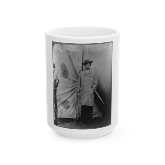 Lewis Payne, Lincoln Conspirator, Full-Length Portrait, Standing In Front Of Tent, Facing Right (U.S. Civil War) White Coffee Mug-15oz-Go Mug Yourself