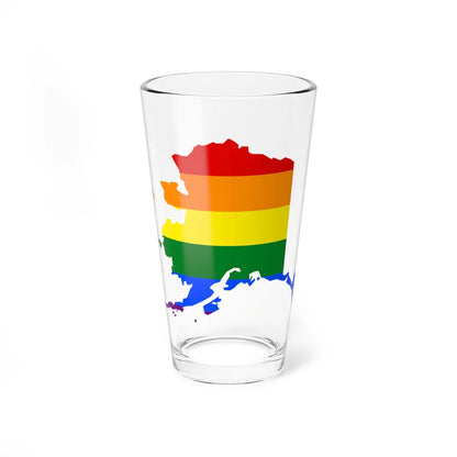 LGBT flag map of Alaska (United States) Pint Glass 16oz 16oz - Go Mug Yourself