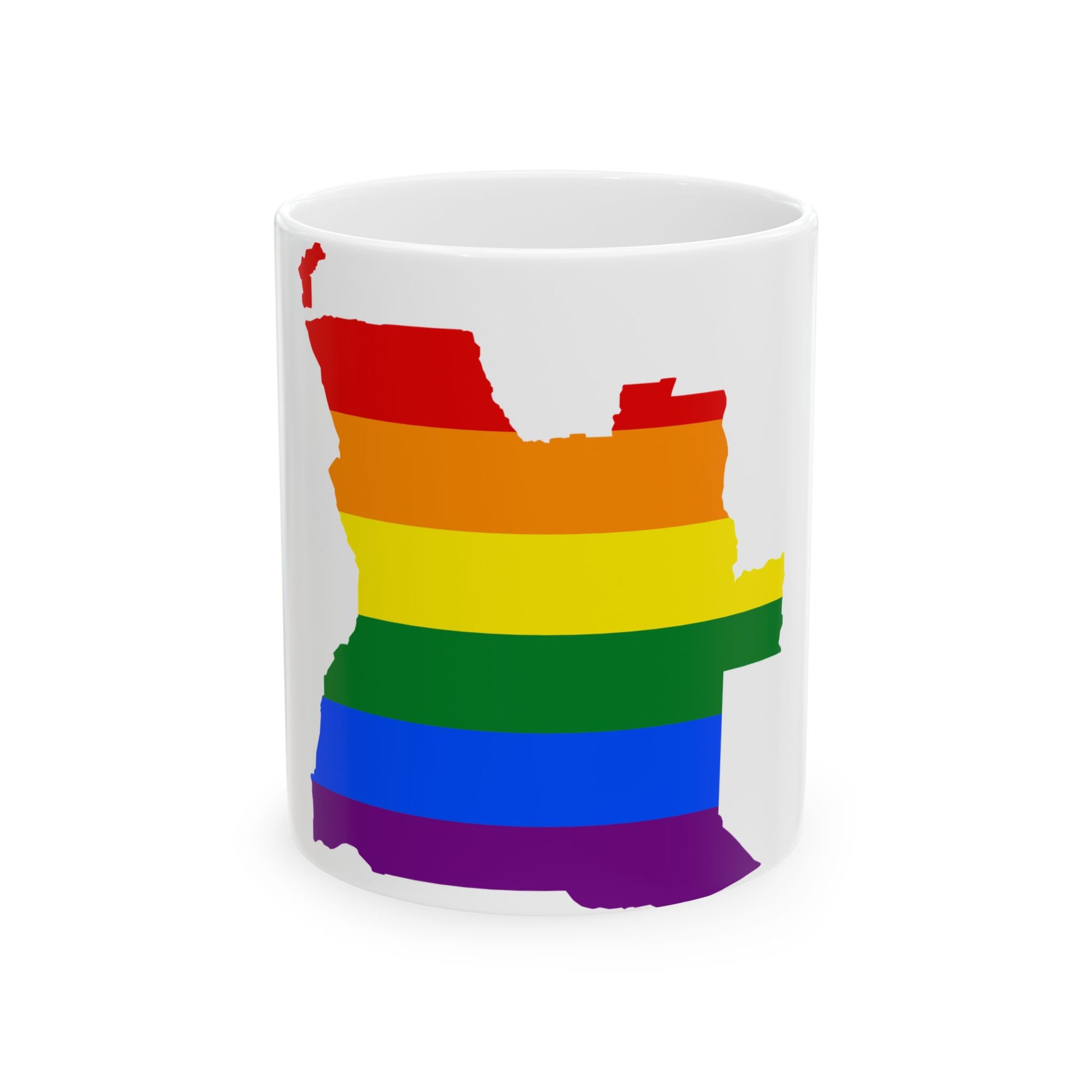 LGBT flag map of Angola (Angola) White Coffee Mug-11oz-Go Mug Yourself