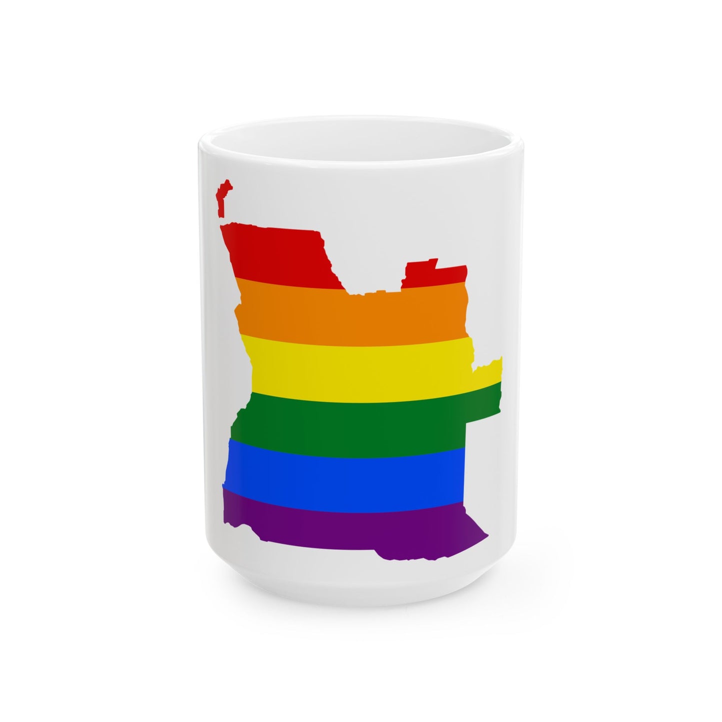 LGBT flag map of Angola (Angola) White Coffee Mug-15oz-Go Mug Yourself