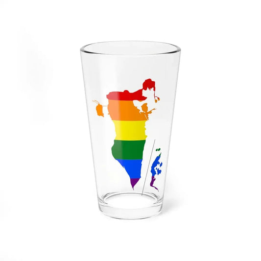 LGBT flag map of Bahrain (Bahrain) Pint Glass 16oz 16oz - Go Mug Yourself
