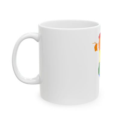 LGBT flag map of Bahrain (Bahrain) White Coffee Mug-Go Mug Yourself