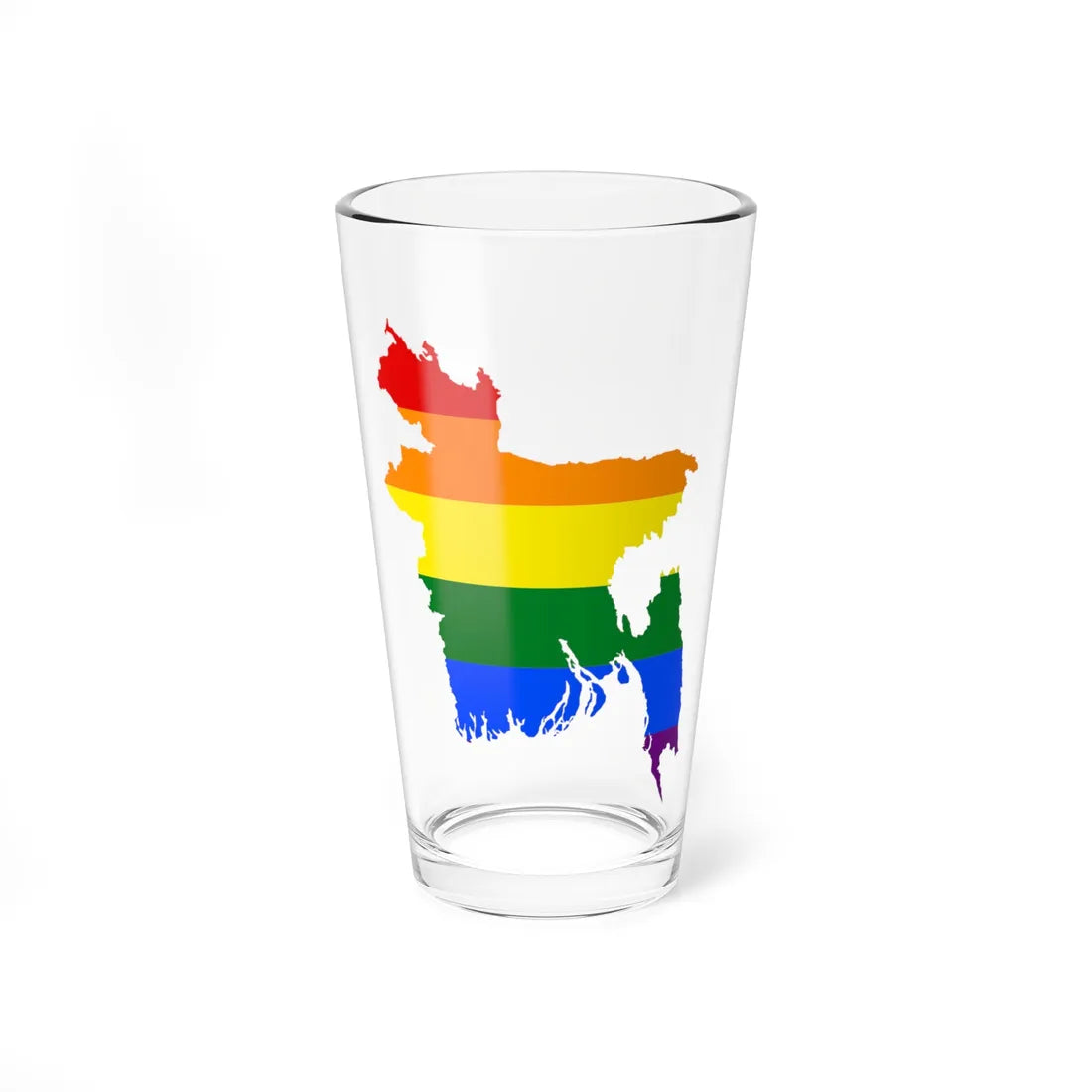 LGBT flag map of Bangladesh (Bangladesh) Pint Glass 16oz 16oz - Go Mug Yourself