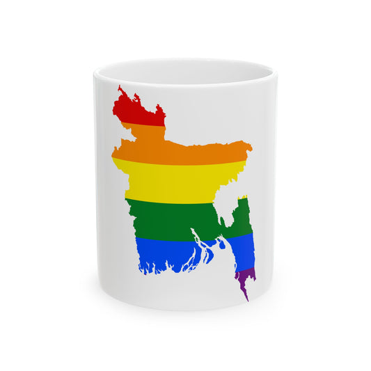 LGBT flag map of Bangladesh (Bangladesh) White Coffee Mug-11oz-Go Mug Yourself