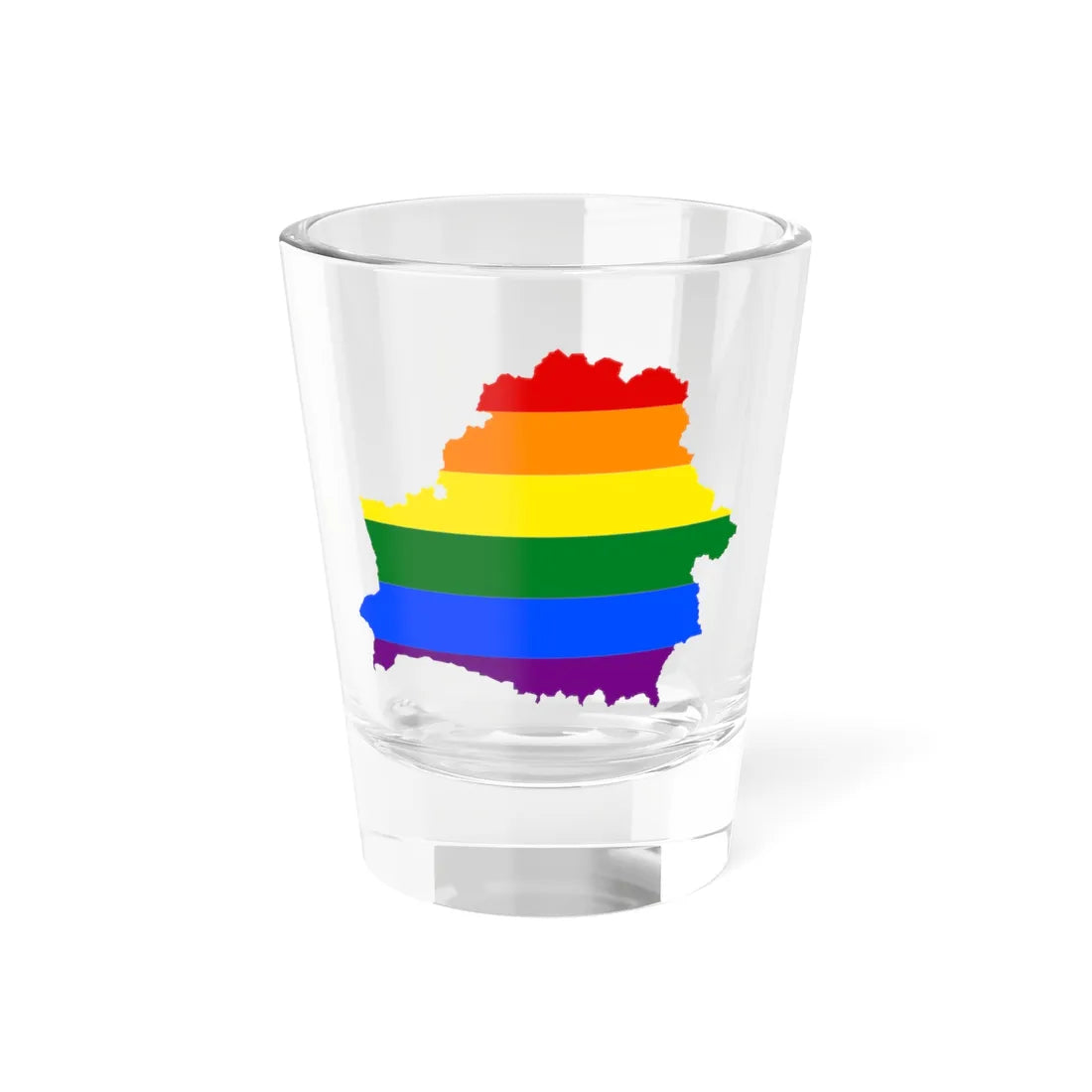 LGBT flag map of Belarus (Belarus) Shot Glass 1.5oz 1.5oz - Go Mug Yourself