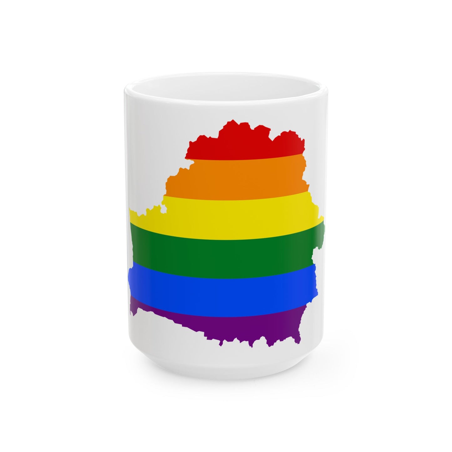 LGBT flag map of Belarus (Belarus) White Coffee Mug-15oz-Go Mug Yourself