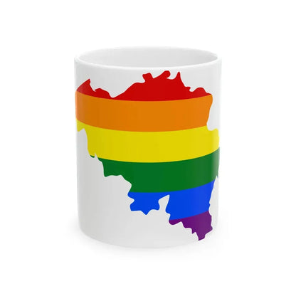 LGBT flag map of Belgium (Belgium) White Coffee Mug 11oz - Go Mug Yourself