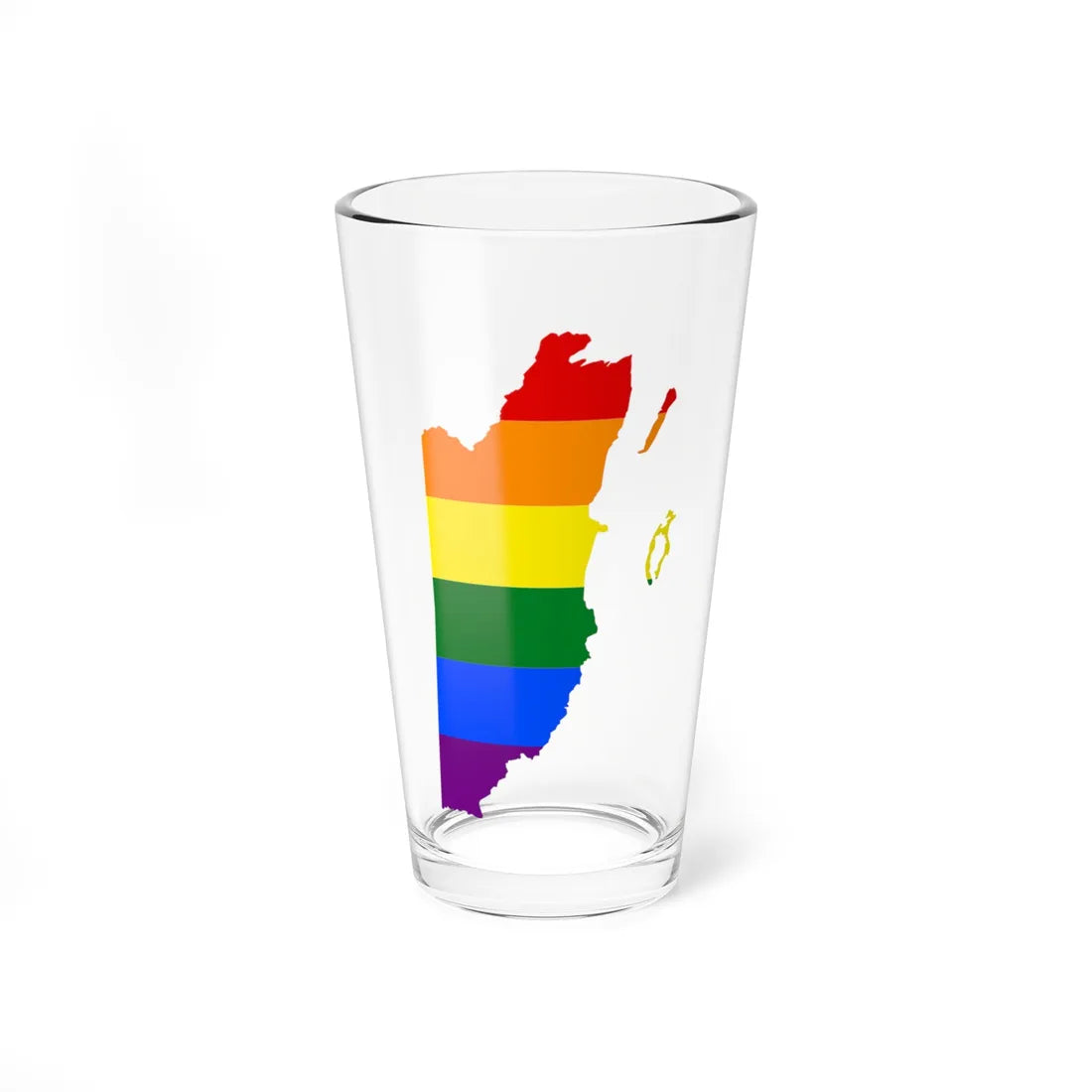 LGBT flag map of Belize (Belize) Pint Glass 16oz 16oz - Go Mug Yourself