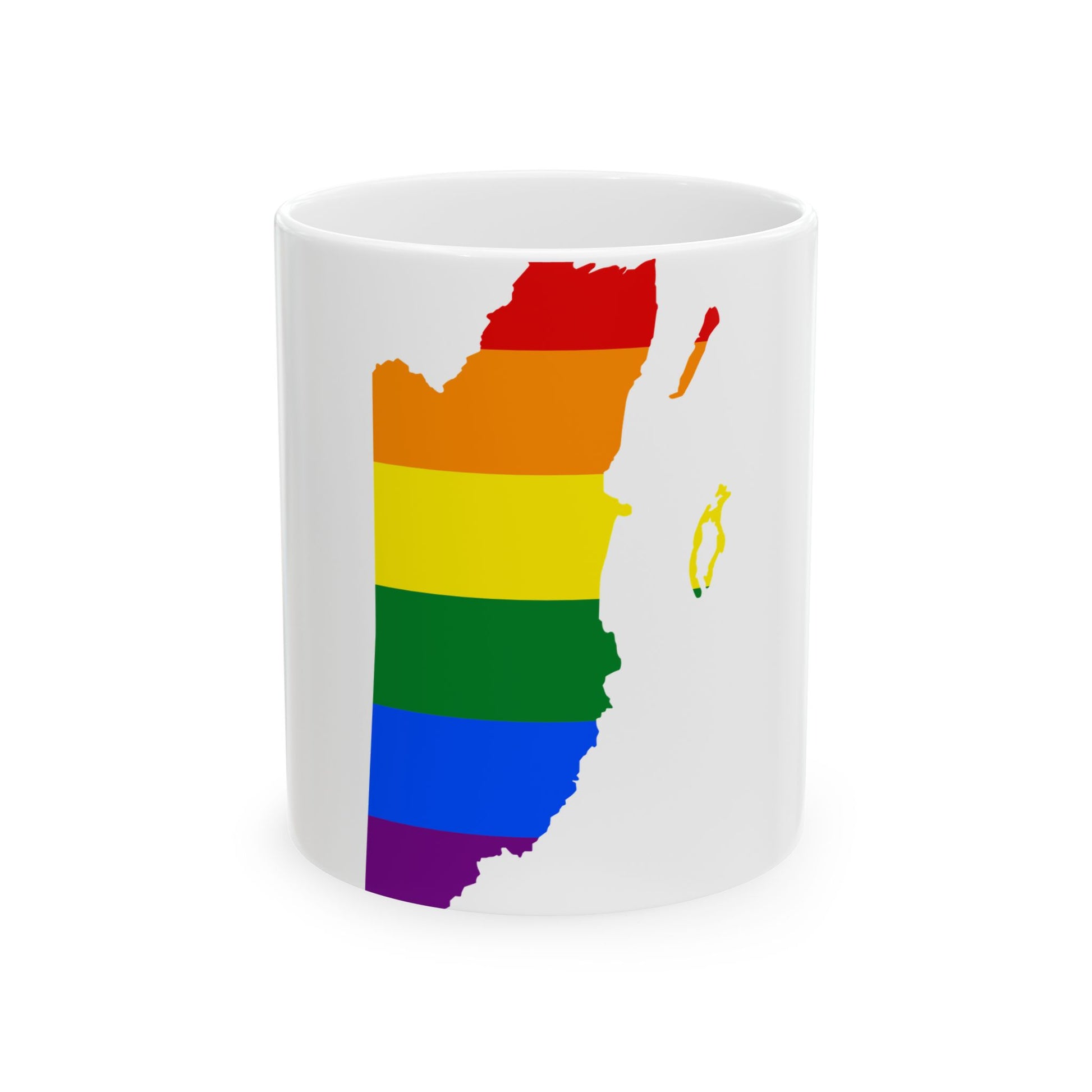 LGBT flag map of Belize (Belize) White Coffee Mug-11oz-Go Mug Yourself