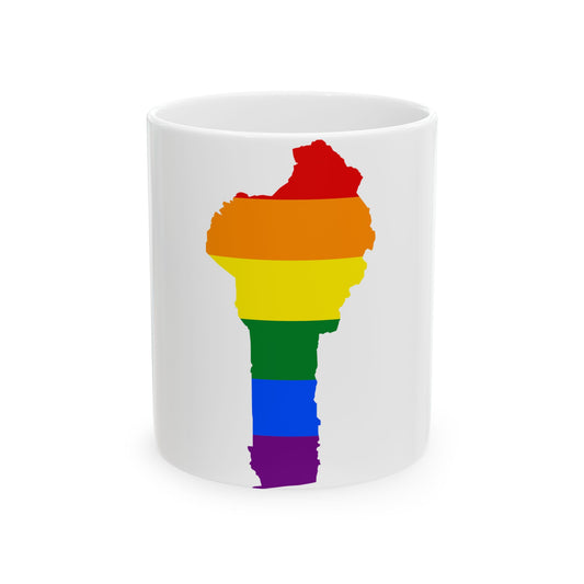 LGBT flag map of Benin (Benin) White Coffee Mug-11oz-Go Mug Yourself