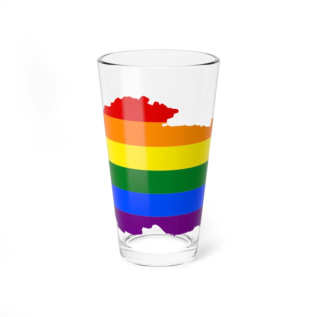 LGBT flag map of Bhutan (Bhutan) Pint Glass 16oz 16oz - Go Mug Yourself