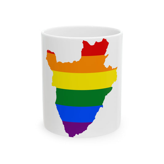 LGBT flag map of Burundi (Burundi) White Coffee Mug-11oz-Go Mug Yourself