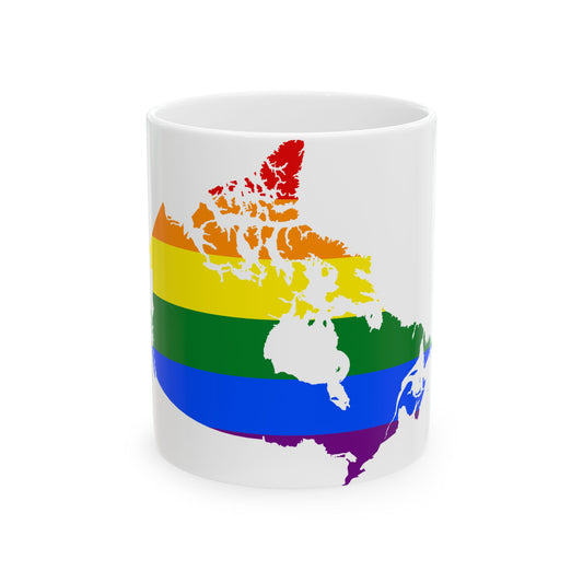 LGBT flag map of Canada (Canada) White Coffee Mug-11oz-Go Mug Yourself
