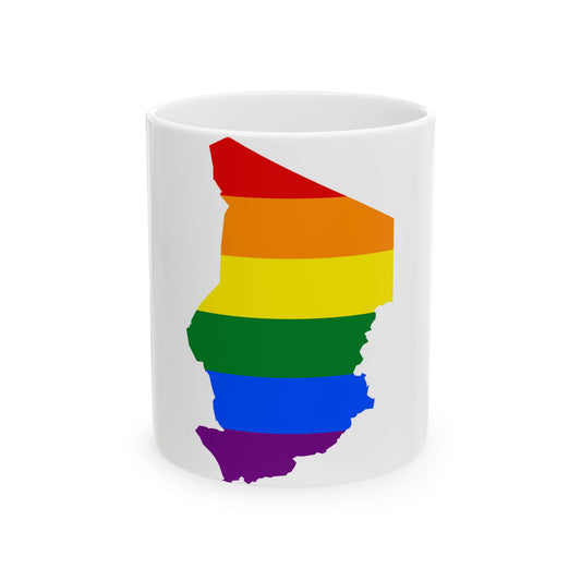 LGBT flag map of Chad (Chad) White Coffee Mug-11oz-Go Mug Yourself