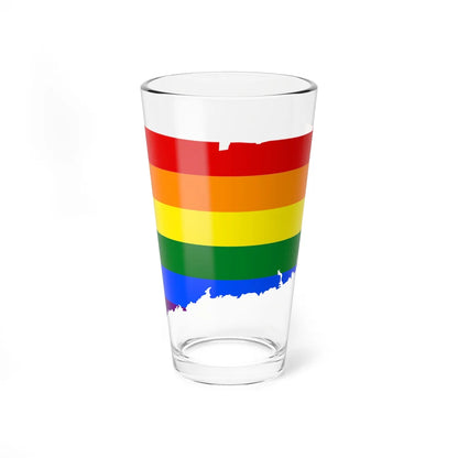 LGBT flag map of Connecticut (United States) Pint Glass 16oz 16oz - Go Mug Yourself