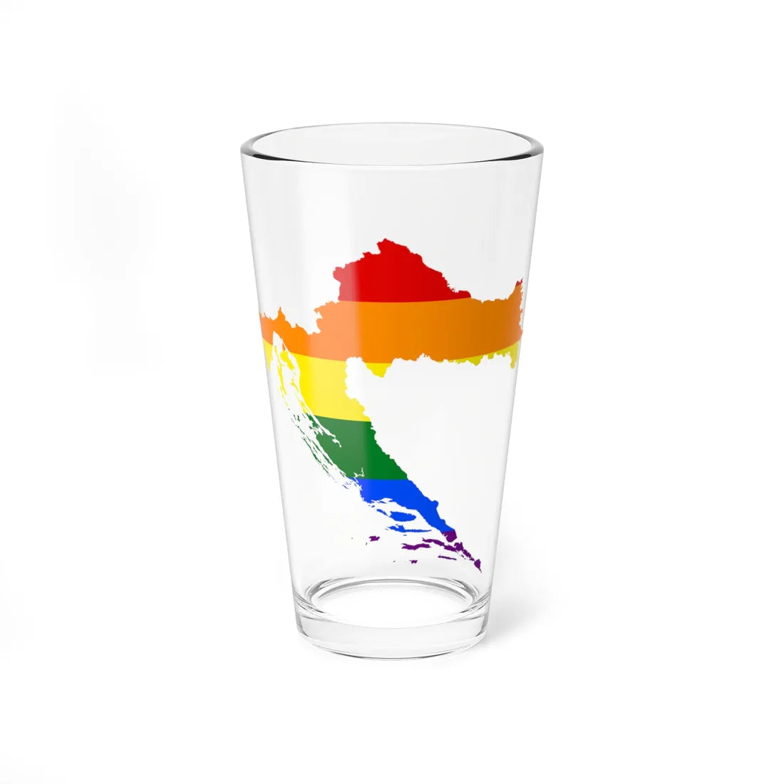 LGBT flag map of Croatia (Croatia) Pint Glass 16oz 16oz - Go Mug Yourself