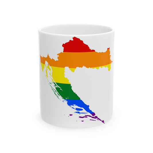 LGBT flag map of Croatia (Croatia) White Coffee Mug-11oz-Go Mug Yourself