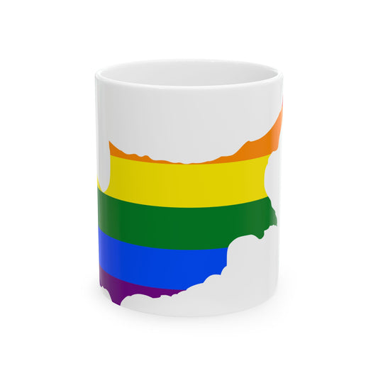 LGBT flag map of Cyprus (Cyprus) White Coffee Mug-11oz-Go Mug Yourself
