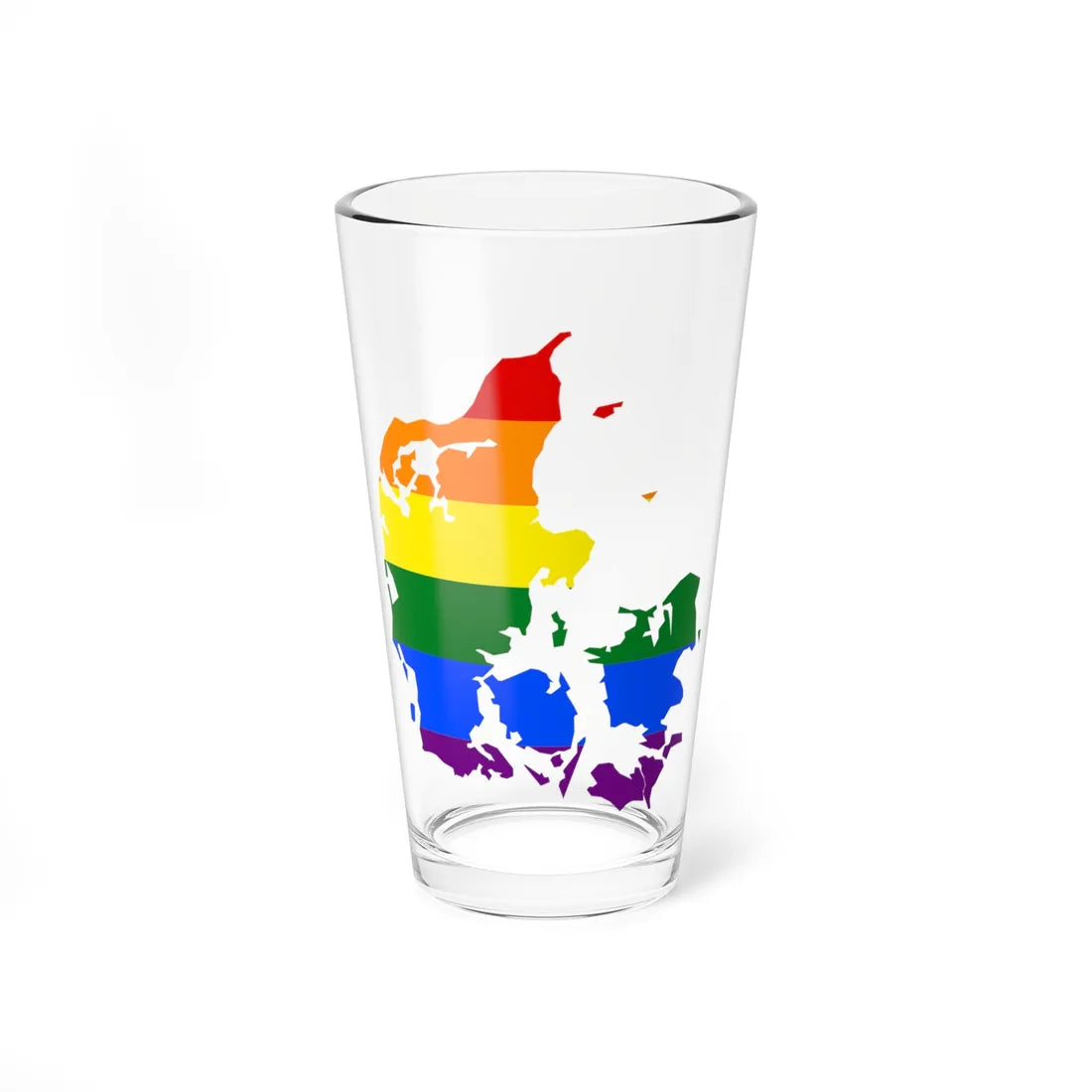 LGBT flag map of Denmark (Denmark) Pint Glass 16oz 16oz - Go Mug Yourself