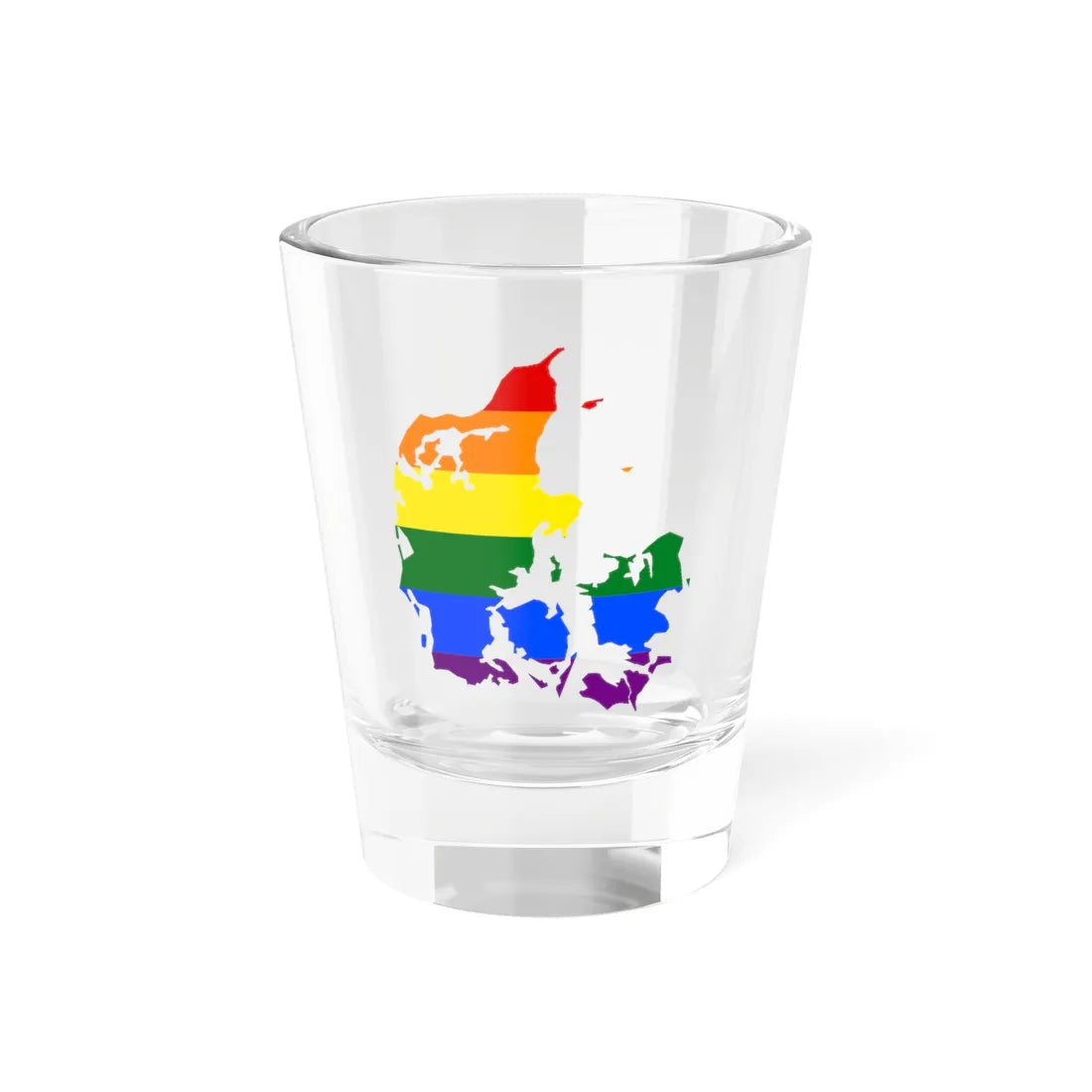 LGBT flag map of Denmark (Denmark) Shot Glass 1.5oz 1.5oz - Go Mug Yourself