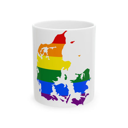 LGBT flag map of Denmark (Denmark) White Coffee Mug-11oz-Go Mug Yourself