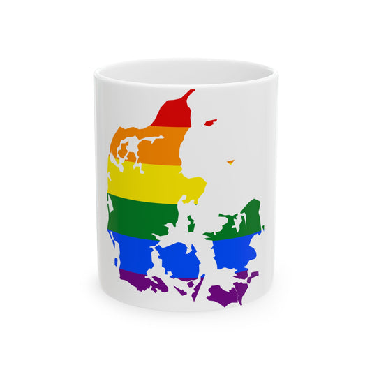 LGBT flag map of Denmark (Denmark) White Coffee Mug-11oz-Go Mug Yourself