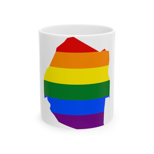 LGBT flag map of Eswatini (Eswatini) White Coffee Mug-11oz-Go Mug Yourself