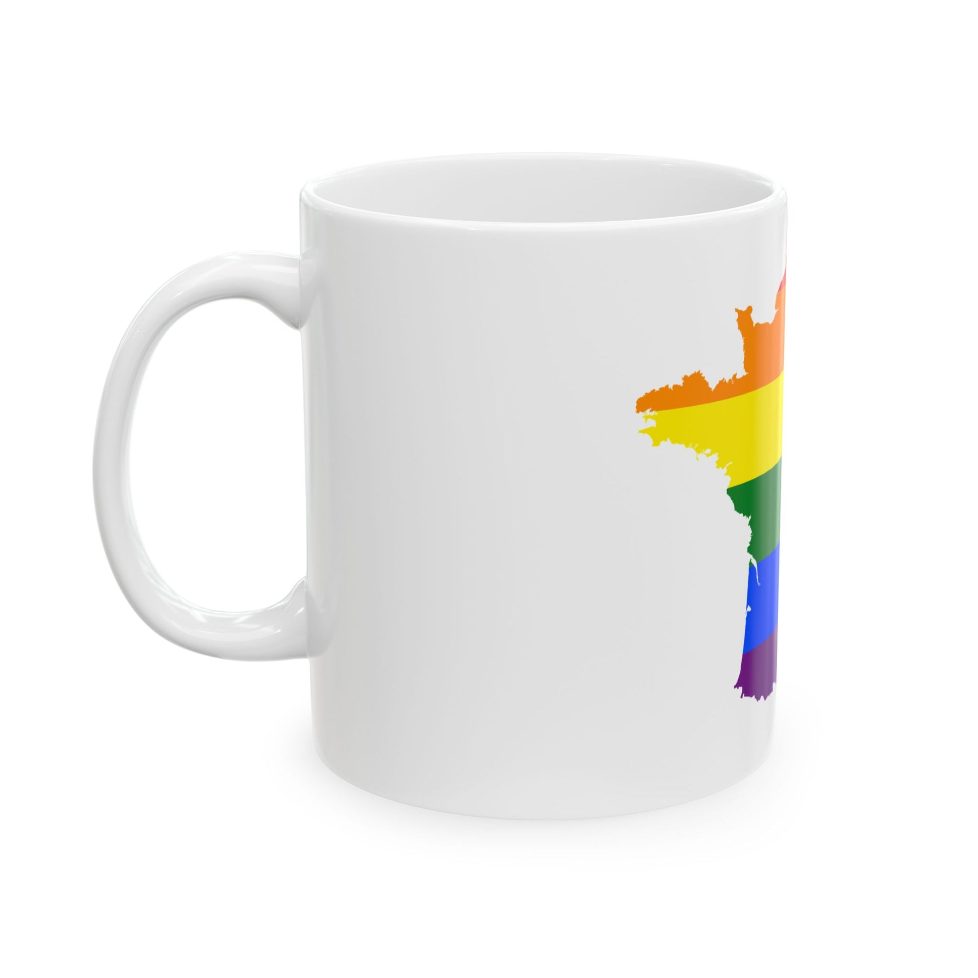 LGBT flag map of France (France) White Coffee Mug-Go Mug Yourself