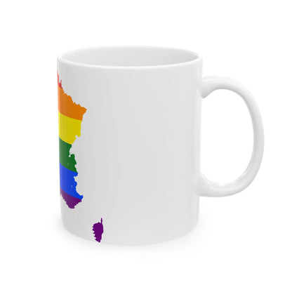 LGBT flag map of France (France) White Coffee Mug-Go Mug Yourself