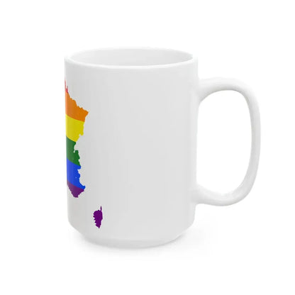 LGBT flag map of France (France) White Coffee Mug - Go Mug Yourself