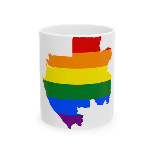 LGBT flag map of Gabon (Gabon) White Coffee Mug-11oz-Go Mug Yourself