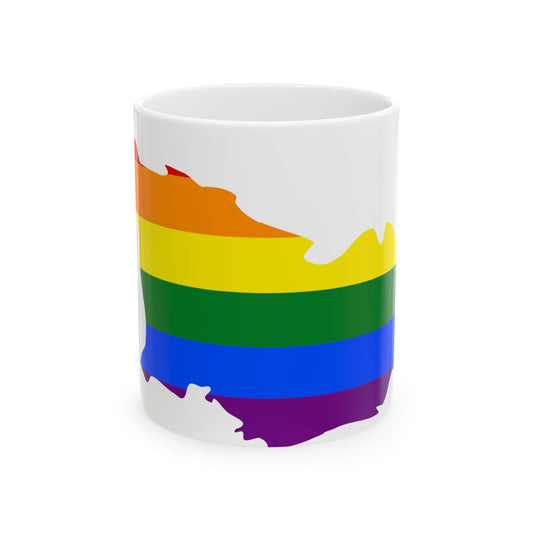 LGBT flag map of Georgia (Georgia) White Coffee Mug-11oz-Go Mug Yourself