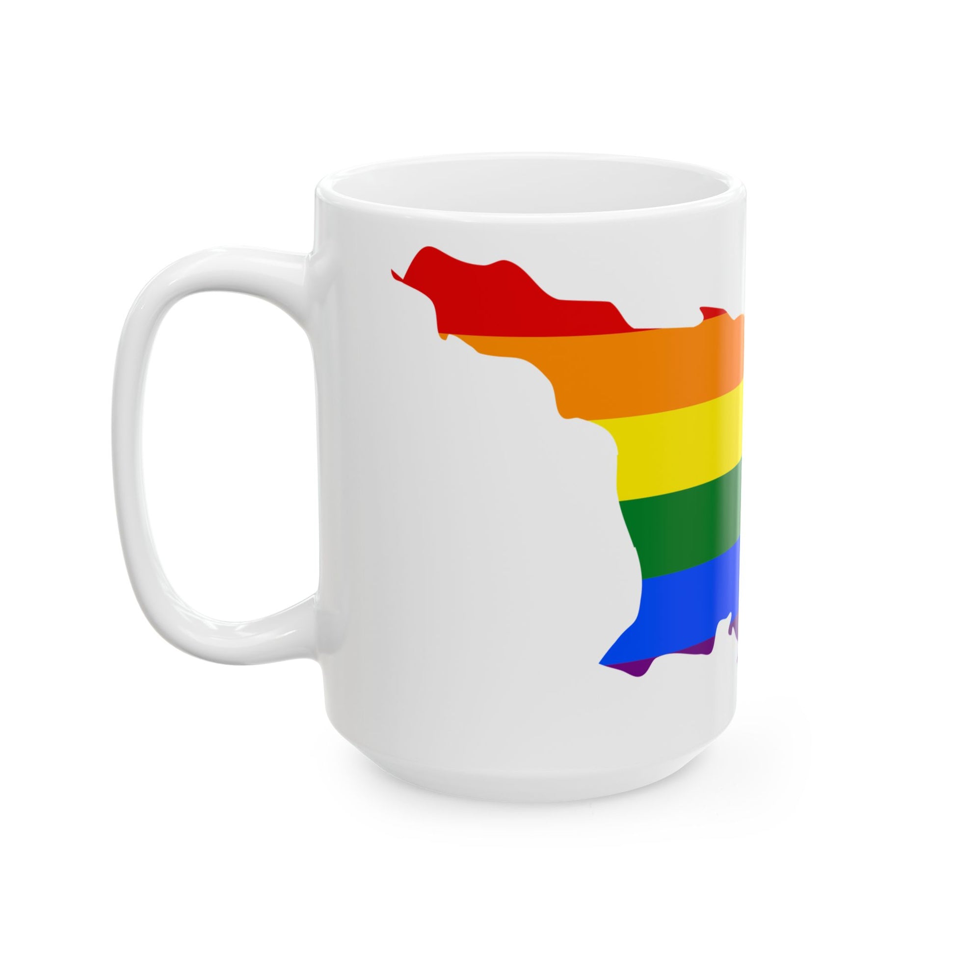 LGBT flag map of Georgia (Georgia) White Coffee Mug-Go Mug Yourself