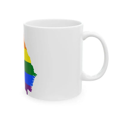 LGBT flag map of Georgia state (United States) White Coffee Mug - Go Mug Yourself