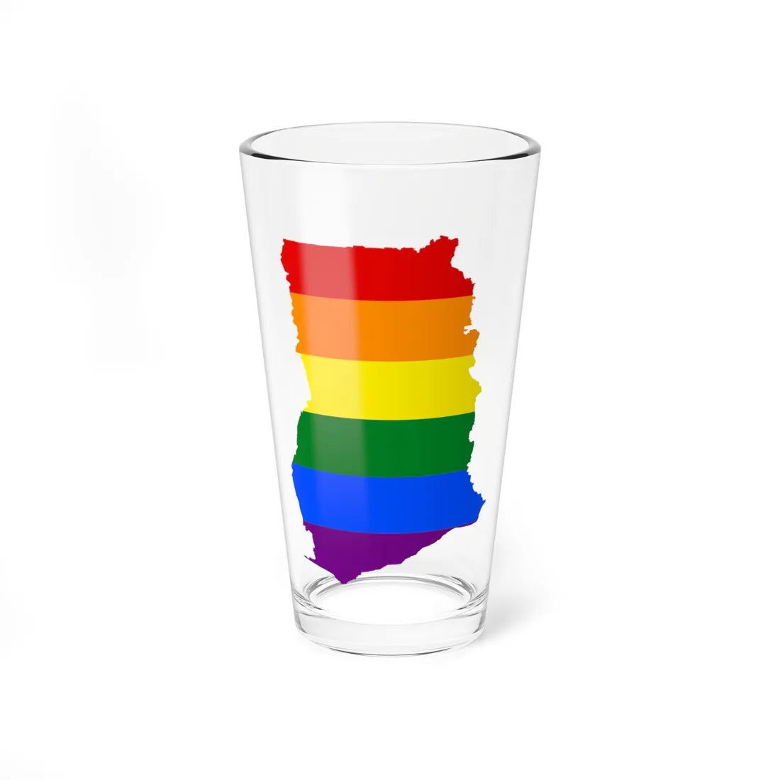 LGBT flag map of Ghana (Ghana) Pint Glass 16oz 16oz - Go Mug Yourself