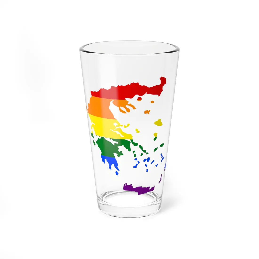 LGBT flag map of Greece (Greece) Pint Glass 16oz 16oz - Go Mug Yourself