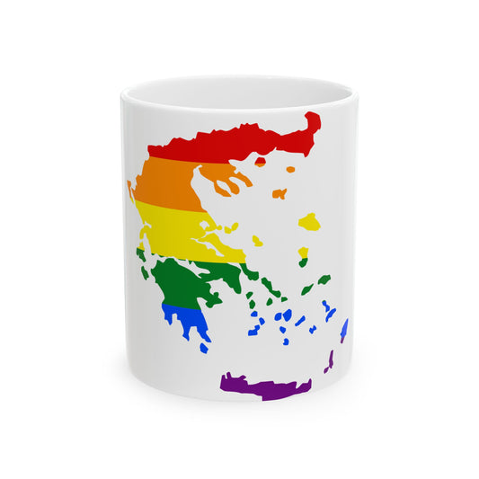LGBT flag map of Greece (Greece) White Coffee Mug-11oz-Go Mug Yourself