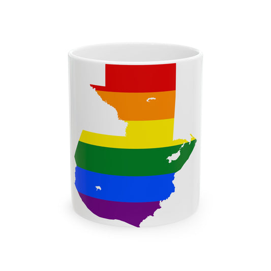 LGBT flag map of Guatemala (Guatemala) White Coffee Mug-11oz-Go Mug Yourself